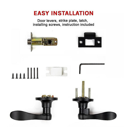Door Handle Set Lever Passage Function Black Home & Garden Kings Warehouse