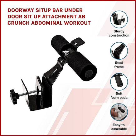 Doorway Situp Bar Under Door Sit Up Attachment Ab Crunch Abdominal Workout Sports & Fitness Kings Warehouse