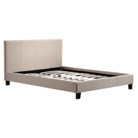 Double Linen Fabric Bed Frame Beige Furniture Kings Warehouse