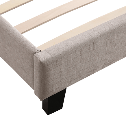 Double Linen Fabric Bed Frame Beige Furniture Kings Warehouse