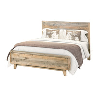 Double Size Wooden Bed Frame in Solid Wood Antique Design Light Brown Furniture Kings Warehouse