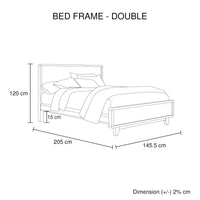 Double Size Wooden Bed Frame in Solid Wood Antique Design Light Brown Furniture Kings Warehouse