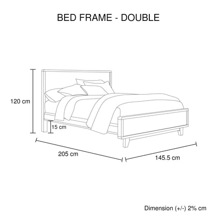 Double Size Wooden Bed Frame in Solid Wood Antique Design Light Brown Furniture Kings Warehouse