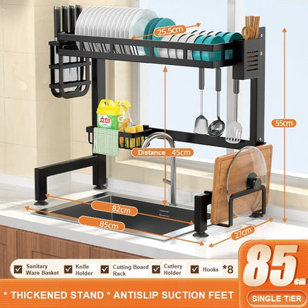 Double Tier Over Sink Dish Drying Rack Kitchen Drainer Storage Holder Bowl Organiser Home & Garden Kings Warehouse