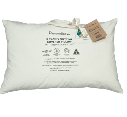 Dreamaker Organic Cotton Covered Pillow with Repreve Home & Garden Kings Warehouse