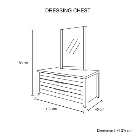 Dresser with 3 Storage Drawers in Natural Wood like MDF in Oak Colour with Mirror Health & Beauty Kings Warehouse