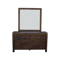 Dresser with 6 Storage Drawers in Solid Acacia & Veneer With Mirror in Chocolate Colour Health & Beauty Kings Warehouse