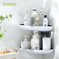 Ecoco Bathroom Corner Shower Shelf Corner Shower Caddy Shower Storage Organizer Wall Mounted for Bathroom, Kitchen, Toilet Tape Only