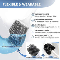 Ecoco Silicone Water Drop Toilet Brush Holder Set Wall-Mounted Cleaning Brush Tool Grey Home & Garden Kings Warehouse