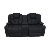 Electric Recliner Stylish Rhino Fabric Black Couch 2 Seater Lounge with LED Features Furniture Kings Warehouse