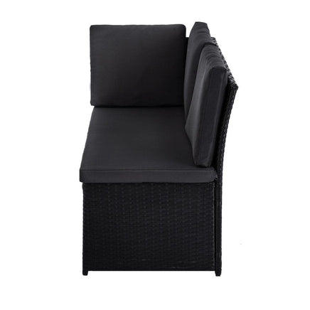 Ella 8-Seater Modular Outdoor Garden Lounge and Dining Set with Table and Stools in Black Kings Warehouse