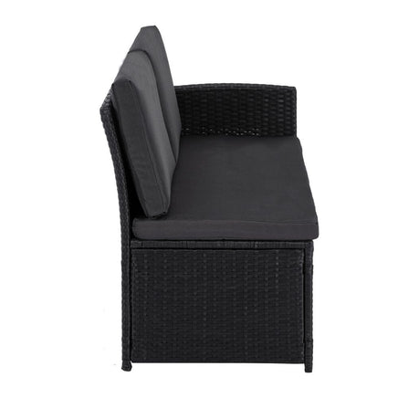 Ella 8-Seater Modular Outdoor Garden Lounge and Dining Set with Table and Stools in Black Kings Warehouse