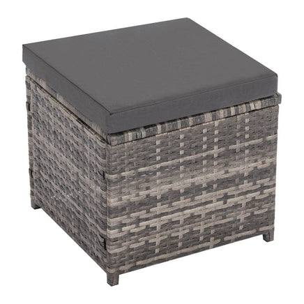 Ella 8-Seater Modular Outdoor Garden Lounge and Dining Set with Table and Stools in Dark Grey Weave Kings Warehouse