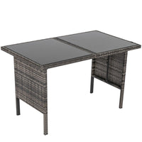 Ella 8-Seater Modular Outdoor Garden Lounge and Dining Set with Table and Stools in Dark Grey Weave Kings Warehouse