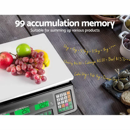 Emajin Scales Digital Kitchen 40KG Weighing Scales Platform Scales LCD Black Summer Sale Kings Warehouse