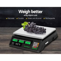 Emajin Scales Digital Kitchen 40KG Weighing Scales Platform Scales LCD Black Summer Sale Kings Warehouse
