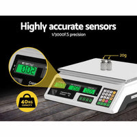 Emajin Scales Digital Kitchen 40KG Weighing Scales Platform Scales LCD White End of Year Clearance Sale Kings Warehouse