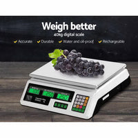 Emajin Scales Digital Kitchen 40KG Weighing Scales Platform Scales LCD White End of Year Clearance Sale Kings Warehouse
