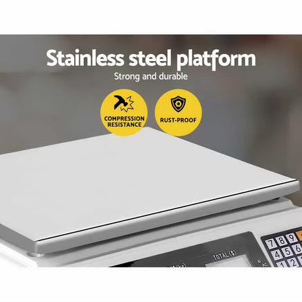 Emajin Scales Digital Kitchen 40KG Weighing Scales Platform Scales LCD White End of Year Clearance Sale Kings Warehouse