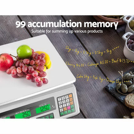 Emajin Scales Digital Kitchen 40KG Weighing Scales Platform Scales LCD White End of Year Clearance Sale Kings Warehouse