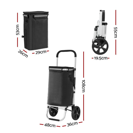 Emajin Shopping Trolley Cart Foldable 45KG Black Furniture Kings Warehouse