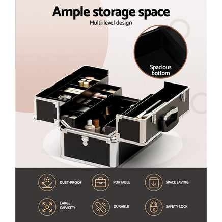 Embellir Portable Cosmetic Beauty Makeup Case- Black Mother’s Day: Health & Beauty Kings Warehouse