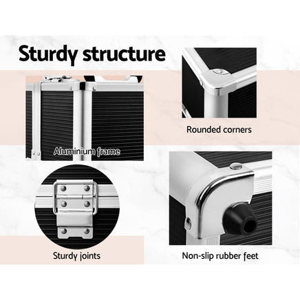 Embellir Portable Cosmetic Beauty Makeup Case- Black Mother’s Day: Health & Beauty Kings Warehouse