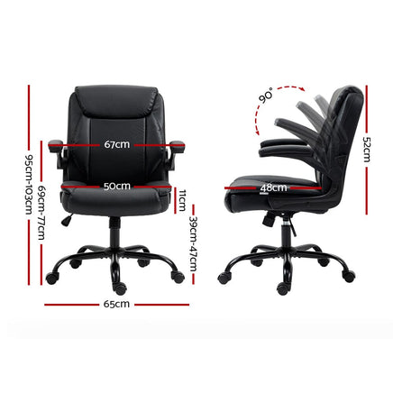 Executive Office Chair Mid Back Black Furniture Kings Warehouse