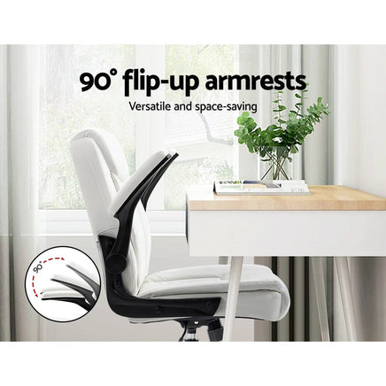 Executive Office Chair Mid Back White Furniture Kings Warehouse