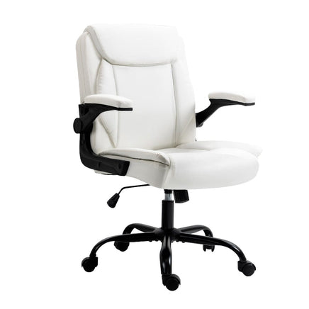 Executive Office Chair Mid Back White Furniture Kings Warehouse