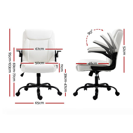 Executive Office Chair Mid Back White Furniture Kings Warehouse