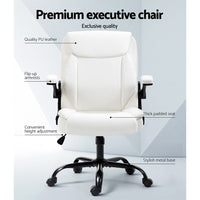 Executive Office Chair Mid Back White Furniture Kings Warehouse