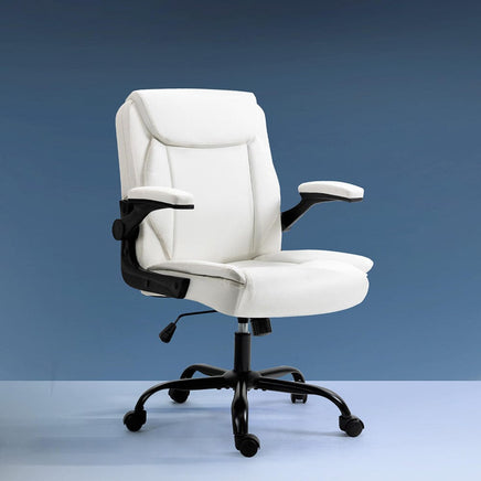 Executive Office Chair Mid Back White Furniture Kings Warehouse