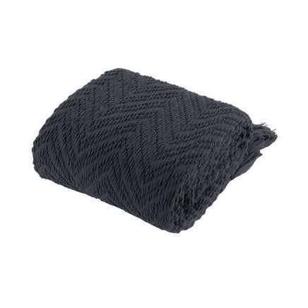 Ezra Charcoal Knitted Throw Rug Home & Garden Kings Warehouse