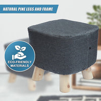 Fabric Ottoman Foot Stool Rest Pouffe Footstool Wood Storage Padded Seat Furniture Kings Warehouse