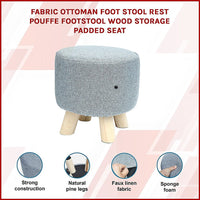 Fabric Ottoman Foot Stool Rest Pouffe Footstool Wood Storage Padded Seat Furniture Kings Warehouse