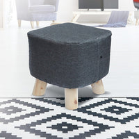 Fabric Ottoman Foot Stool Rest Pouffe Footstool Wood Storage Padded Seat Furniture Kings Warehouse
