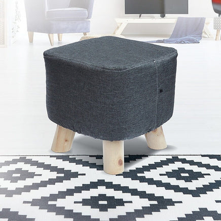 Fabric Ottoman Foot Stool Rest Pouffe Footstool Wood Storage Padded Seat Furniture Kings Warehouse