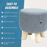 Fabric Ottoman Foot Stool Rest Pouffe Footstool Wood Storage Padded Seat Furniture Kings Warehouse