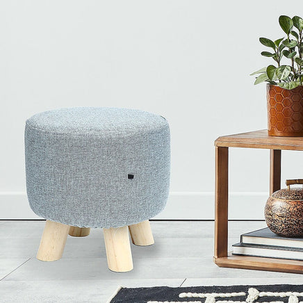Fabric Ottoman Foot Stool Rest Pouffe Footstool Wood Storage Padded Seat Furniture Kings Warehouse