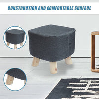 Fabric Ottoman Foot Stool Rest Pouffe Footstool Wood Storage Padded Seat Furniture Kings Warehouse