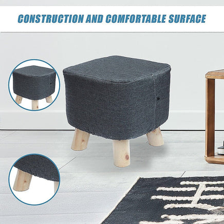 Fabric Ottoman Foot Stool Rest Pouffe Footstool Wood Storage Padded Seat Furniture Kings Warehouse