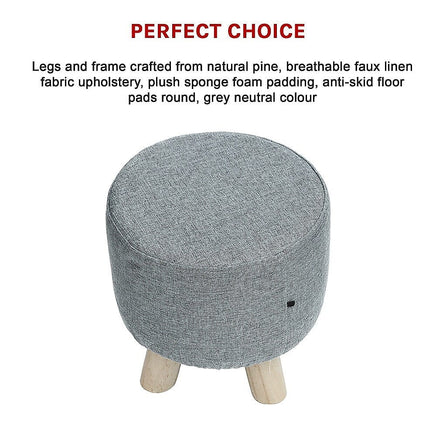 Fabric Ottoman Foot Stool Rest Pouffe Footstool Wood Storage Padded Seat Furniture Kings Warehouse
