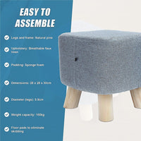 Fabric Ottoman Foot Stool Rest Pouffe Footstool Wood Storage Padded Seat Furniture Kings Warehouse