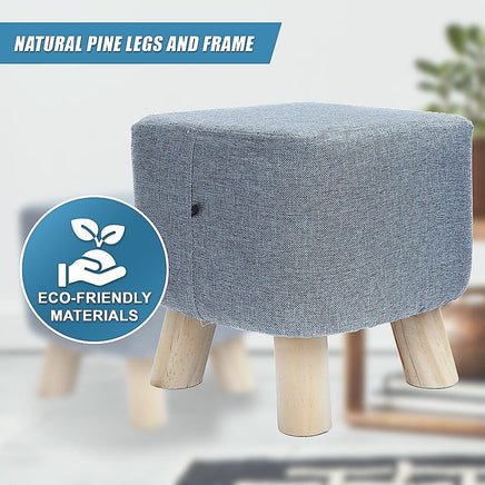 Fabric Ottoman Foot Stool Rest Pouffe Footstool Wood Storage Padded Seat Furniture Kings Warehouse