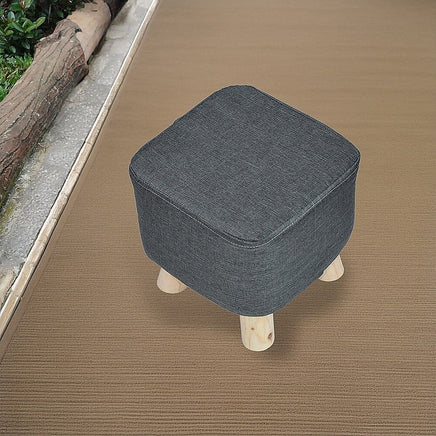 Fabric Ottoman Foot Stool Rest Pouffe Footstool Wood Storage Padded Seat Furniture Kings Warehouse