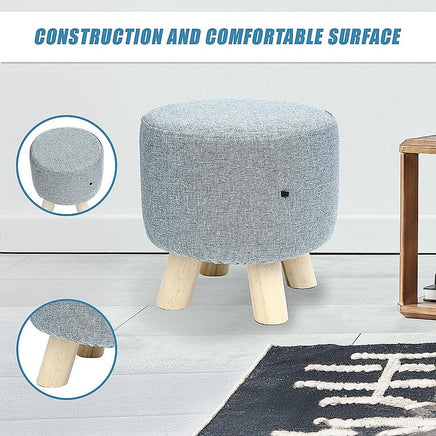 Fabric Ottoman Foot Stool Rest Pouffe Footstool Wood Storage Padded Seat Furniture Kings Warehouse