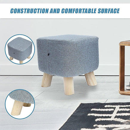 Fabric Ottoman Foot Stool Rest Pouffe Footstool Wood Storage Padded Seat Furniture Kings Warehouse