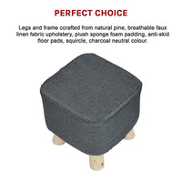 Fabric Ottoman Foot Stool Rest Pouffe Footstool Wood Storage Padded Seat Furniture Kings Warehouse
