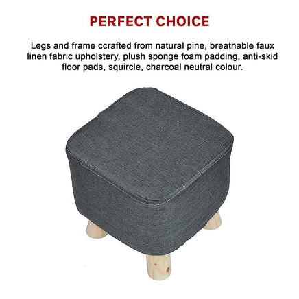 Fabric Ottoman Foot Stool Rest Pouffe Footstool Wood Storage Padded Seat Furniture Kings Warehouse